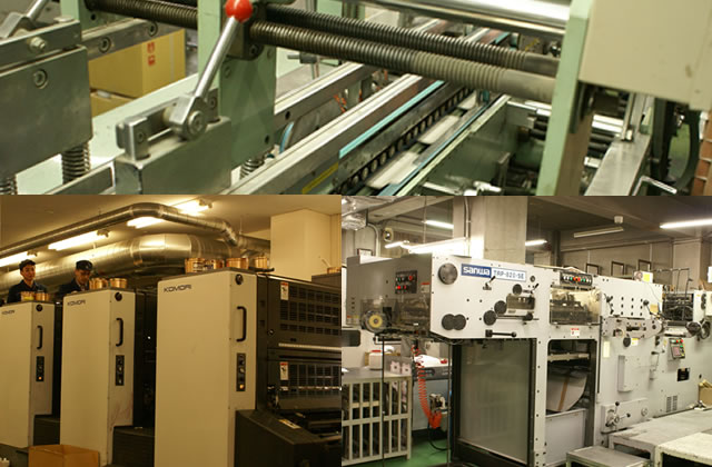 パッケージ制作会社としての優位点２　各工程に複数台の機械を併設